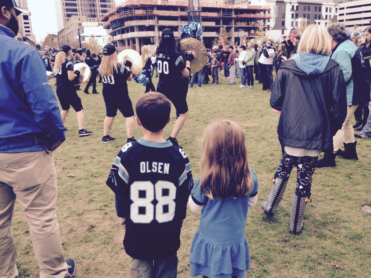 A young William Snead before a Panthers game when he was eight.