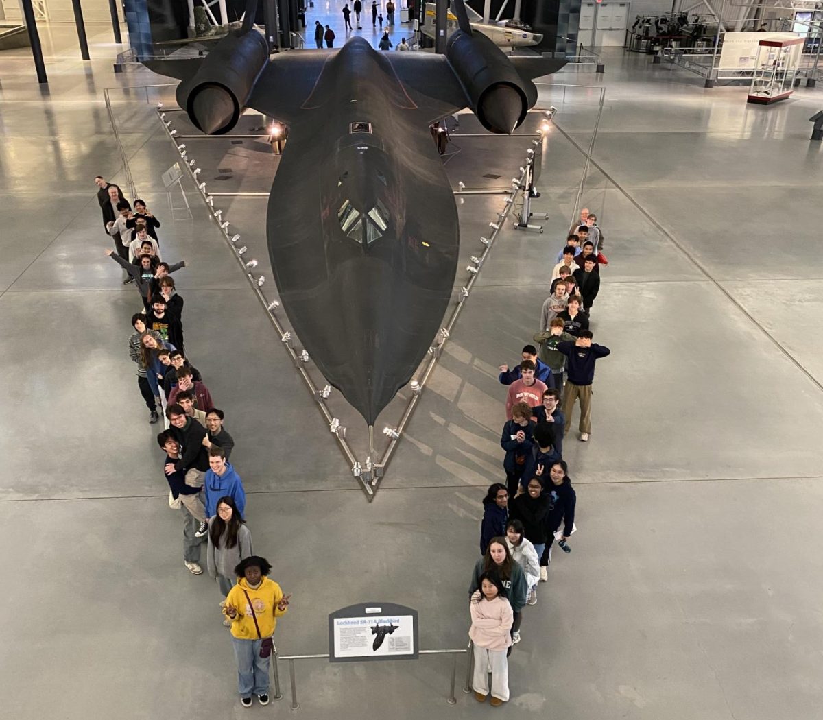 Students at the Udvar-Hazy Air and Space Museum Jan. 17.
