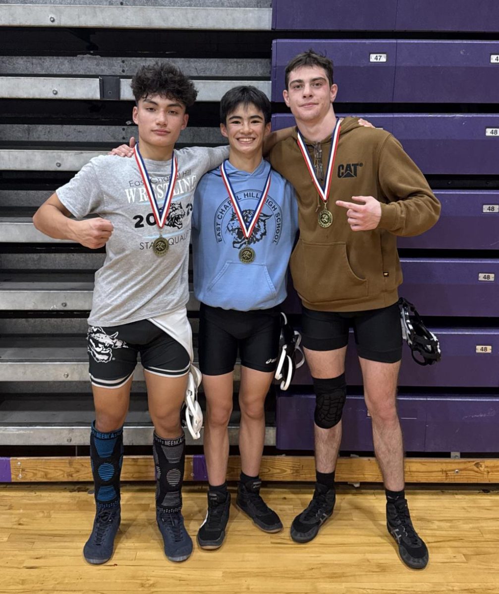 From L to R: wrestlers Cole Shuster, Roland Owen, and Benjamin Nabedrik
Courtesy of East Wrestling
