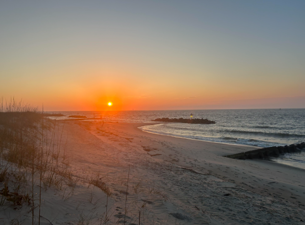 A beach on Bald Head Island during the summer 